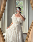Vintage 70s Prairie Lace Wedding Dress Creme