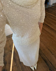 Vintage 80s Sequin Pure Silk Two Piece Bridal Set