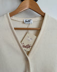 Vintage Pure Wool Button Up Plain Cardi Creme