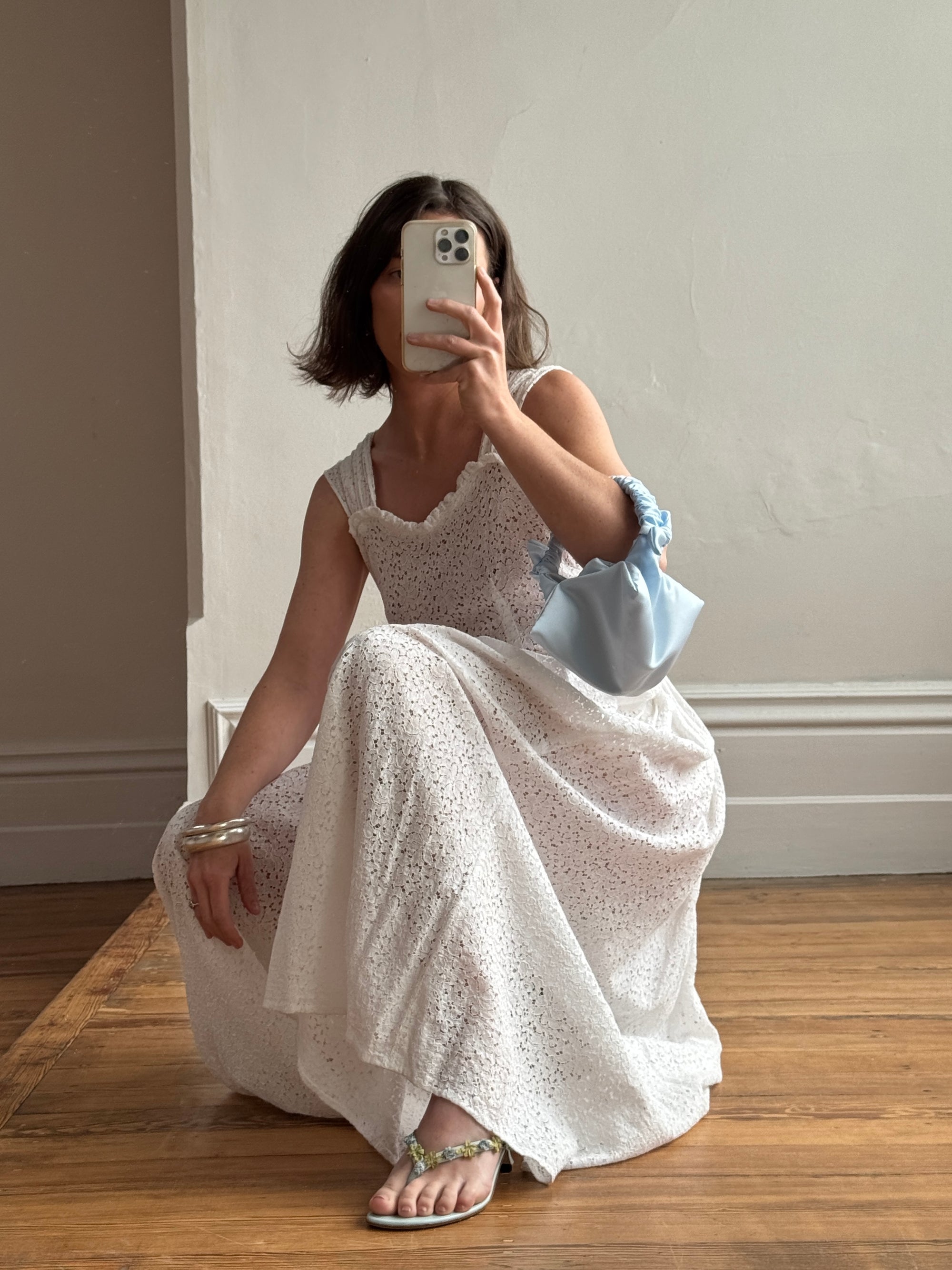 Vintage 40s Cotton Lace Strappy Bridal Sundress