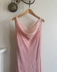 Vintage 90s Bias Beaded Sheer Asymmetrical Slip Dress Baby Pink