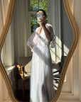 Vintage 80s Lace Peignoir and Slip Set