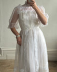 Vintage 70s Prairie Flutter Wedding Dress