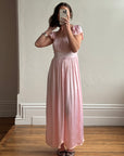Vintage 30s Baby Pink Liquid Satin Slip with Creme Lace Trim
