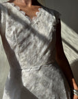 Vintage 60s Sleeveless Lace Wedding Gown With Train
