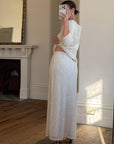 Vintage 80s Sequin Pure Silk Two Piece Bridal Set