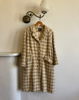 Vintage 60s Wool and Mohair Creme Check Coat