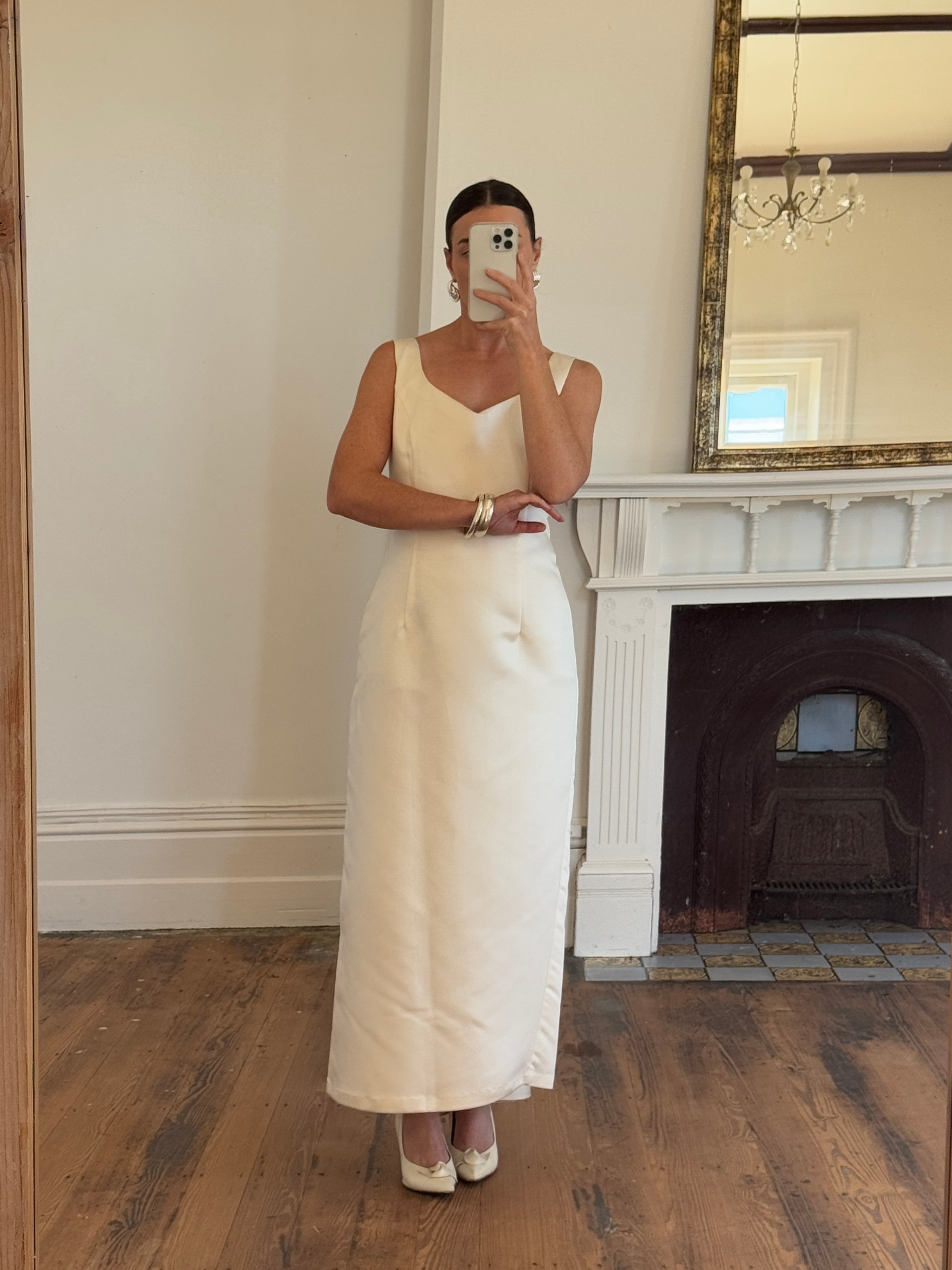Vintage 90s Satin Slip Ribbon Crossover Bow Bridal Midi