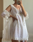 Vintage 60s Babydoll Peignoir Bridal Set Ivory