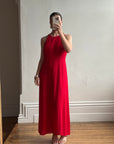 Vintage 90s Crimson Crepe High Front Dress