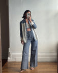 Vintage 70s 3 piece Chambray and Lace Western Set