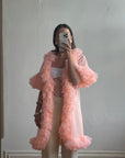 Vintage 50s Ruffled Cape Peach