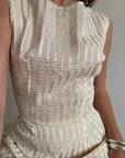 Vintage 60s Crinkle Classic Dress Creme