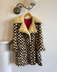 Vintage Rare 70s Mink Fur Checkerboard Coat