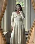 Vintage 40s Satin Minimalist Wedding Gown Creme