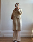 Vintage 60s Wool and Mohair Creme Check Coat