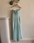 Vintage 90s Aqua Shimmer Strapless Gown