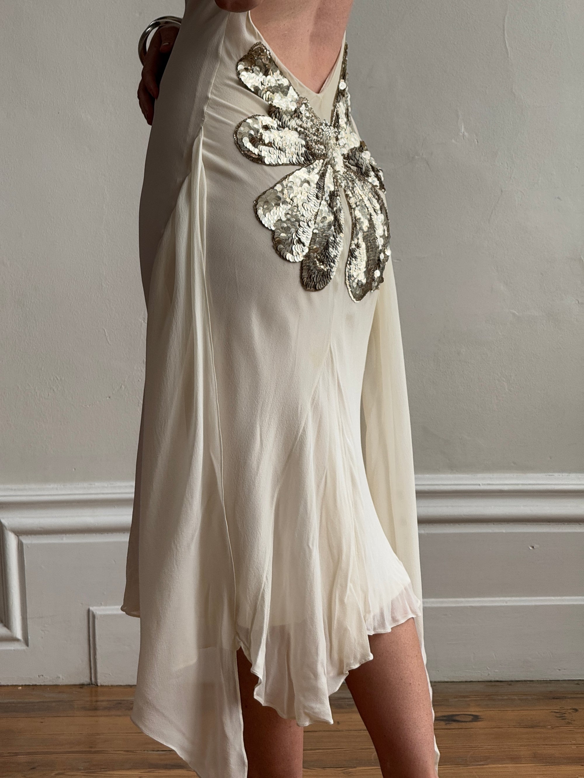 Vintage 2002 Collette Dinnigan Runway Documented Pure Silk Butterfly Dress