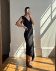 Vintage 90s Crinkle Sheer Fairy Dress Noir