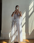 Vintage 80s Lace Peignoir and Slip Set