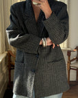 Vintage Pure Wool Navy Plaid Blazer