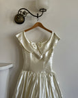 Vintage 80s Satin Tea Length Wedding Dress