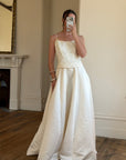 Vintage 90s Brocade Corset Satin Bridal Gown Champagne