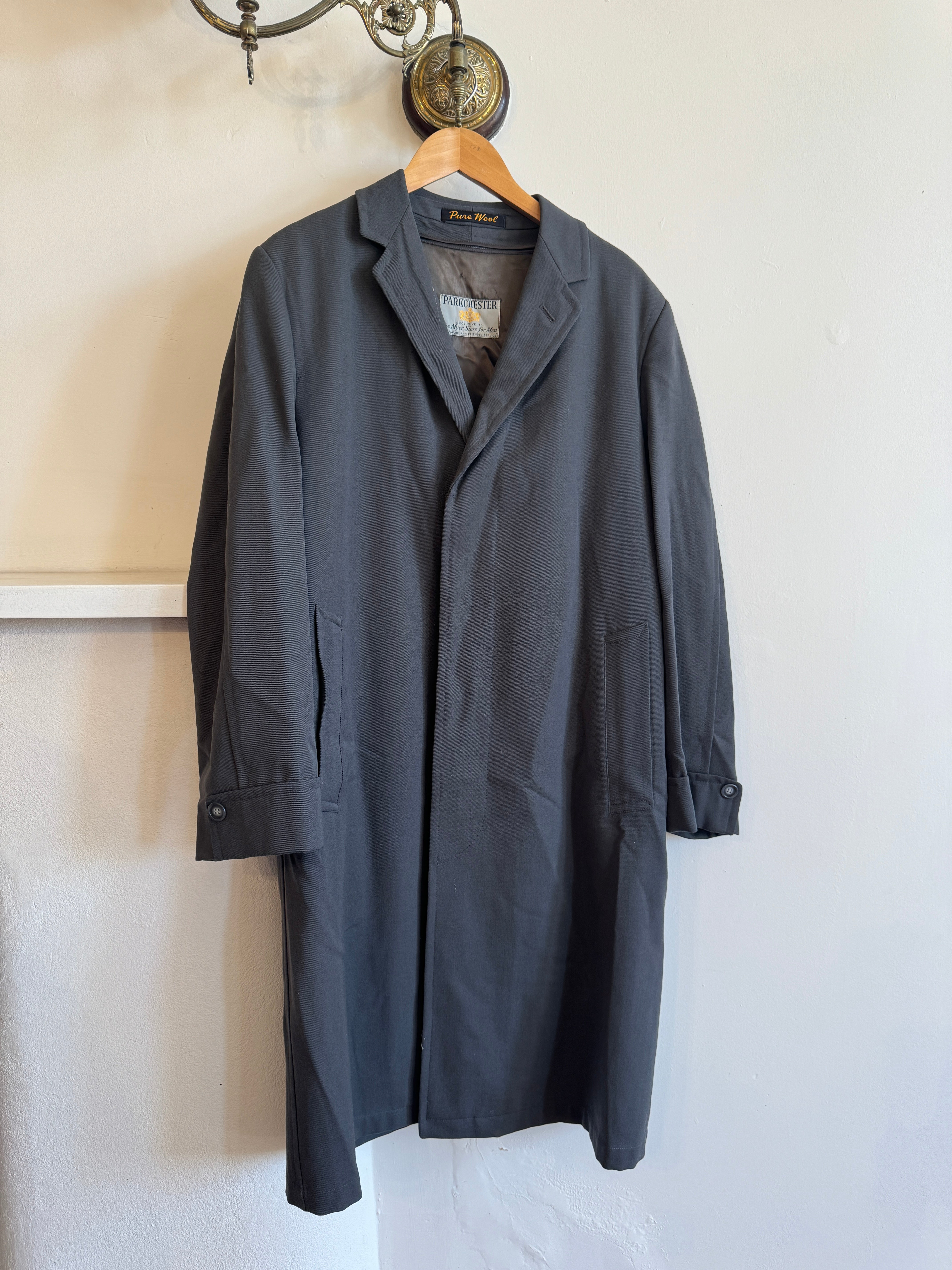 Vintage Dark Grey Wool Boxy Trench Coat