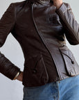 Vintage Y2K YSL Rive Gauche Leather Jacket Chocolate
