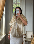 Vintage 50s Creme Latte Faux Fur Stole