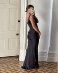 Vintage 90s Bias Cut Prom Dress Noir