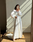 Vintage 60s Ivory Satin Draped Wedding Dress With Train
