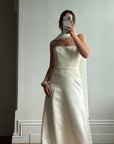 Vintage Y2K Satin Minimalist Strapless Wedding Gown (extra long)