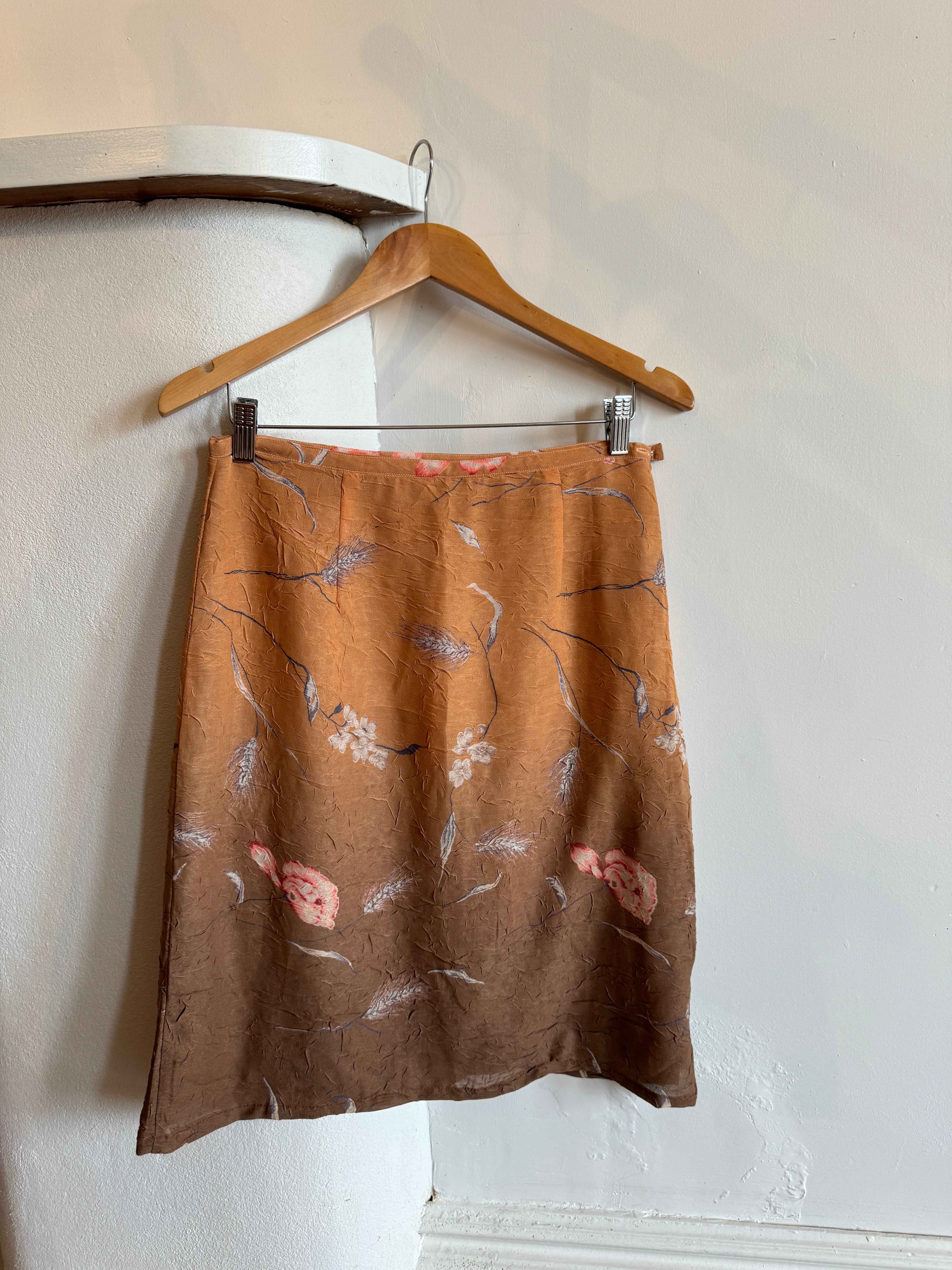 Vintage 90s Autumn Floral Slip Skirt