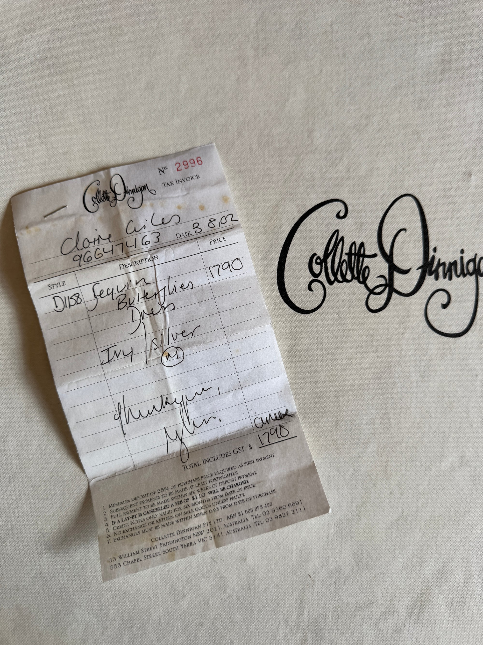 Vintage 2002 Collette Dinnigan Runway Documented Pure Silk Butterfly Dress