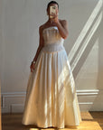 Vintage 90s Princess Brocade Champagne Wedding Gown
