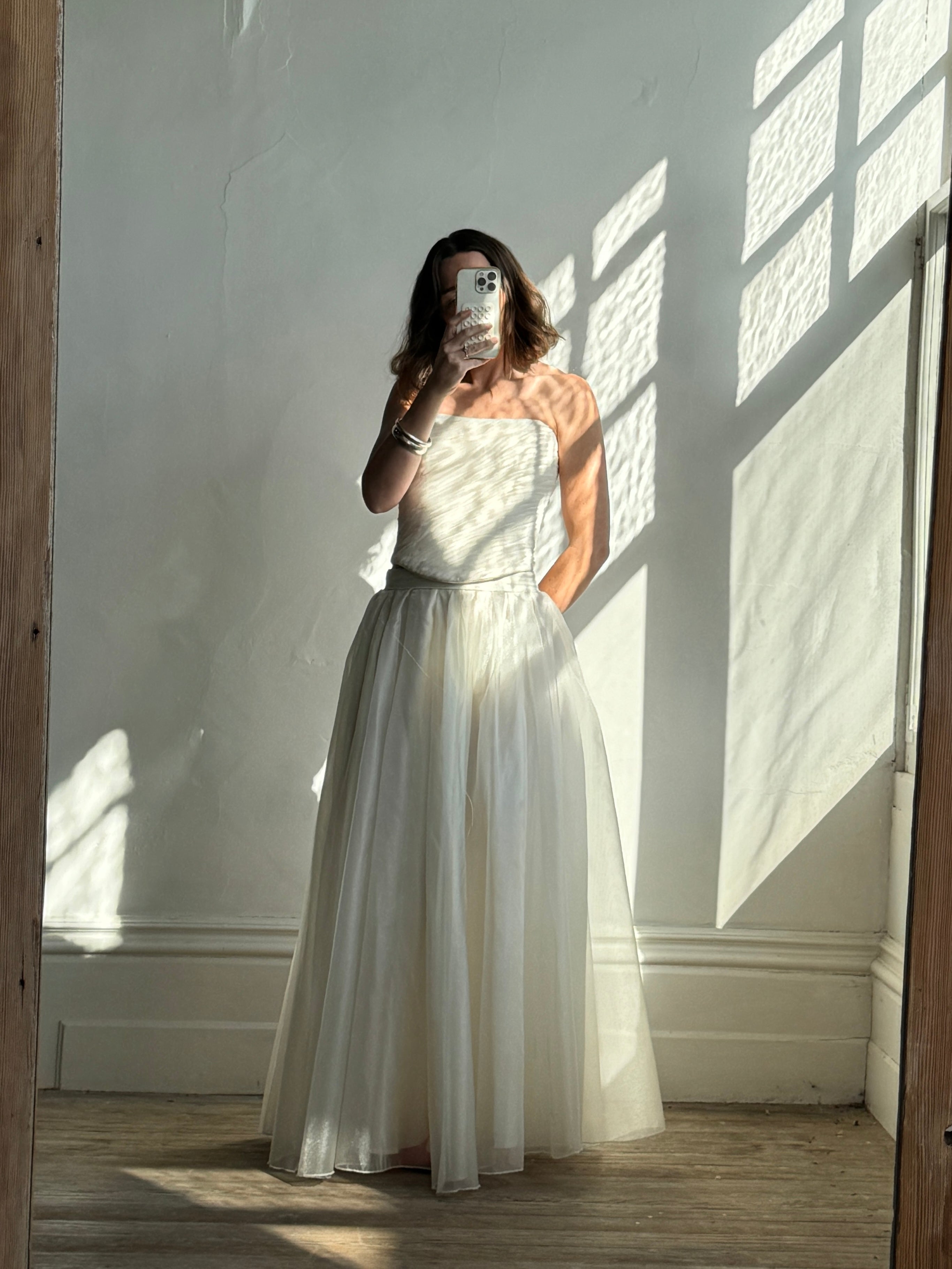 Vintage Sheer Tulle Midi Skirt