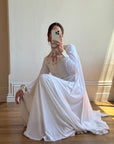 Vintage 60s Jersey and Lace Cape Wedding Dress
