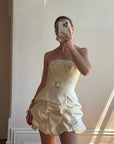 Vintage 90s Bubble Bridal Micro Mini Champagne