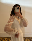 Vintage 70s Long Sleeved Boheme Bridal Dress