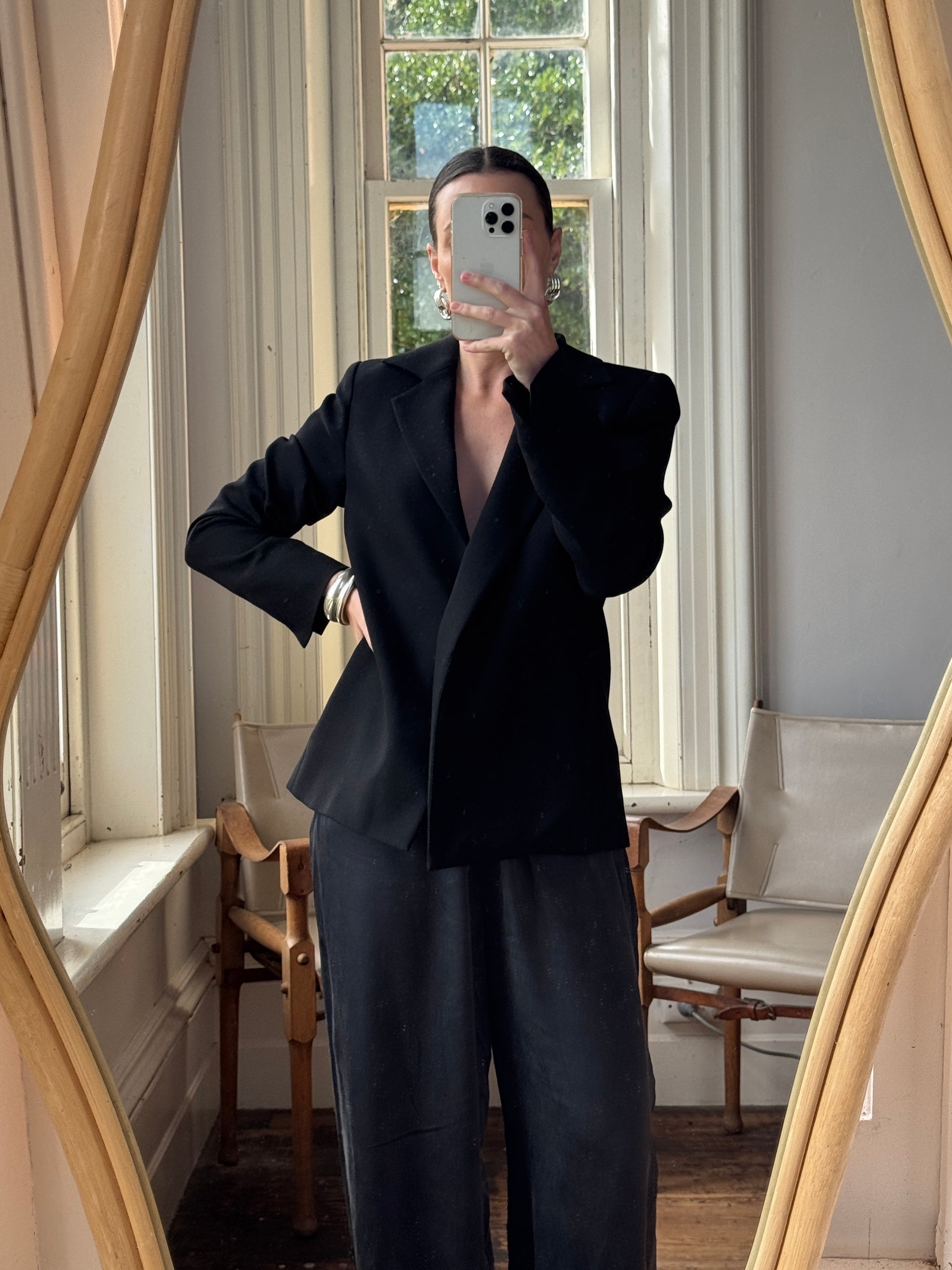 Vintage 90s Tailored Wool Blazer Noir