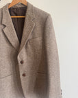 Vintage 60s Wool Plaid Blazer Brown Herringbone