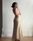 Vintage 90s Pure Silk Bias Cut Split Gown Champagne