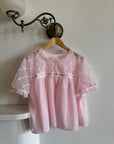 Vintage 50s Sheer Babydoll Blouse Baby Pink