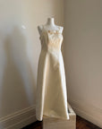 Vintage 90s Plus Size Satin Minimal Bow Wedding Dress and Sash