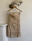 Vintage 90s Crochet Ribbon Embroidered Strapless Mini