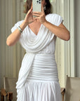 Vintage 80s Draped Jersey Australian Made Wedding Dress White