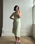 Vintage 90s Pure Silk Bias Cut Dress Apple