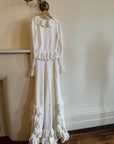 Vintage 1970s Crochet Ruffle Couture Wedding Gown