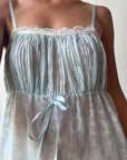Vintage 60s Baby Blue Floral Negligee Slip